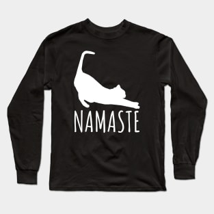 Namaste Stretching Cat Yoga Funny Yoga Tee Shirt Long Sleeve T-Shirt